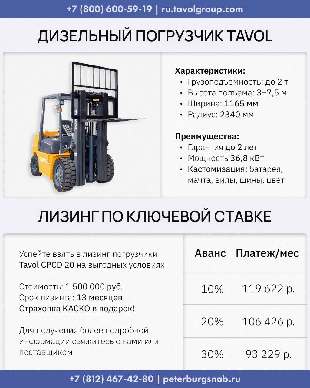Погрузчик Tavol CPCD 20